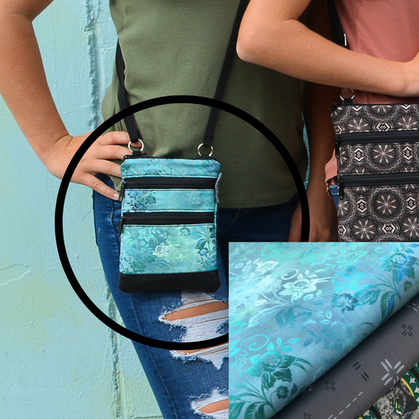 Travel Bags Crossbody Purse - Cross Body - Faux Leather - Tablet Purse -  Bloomin Teal Fabric