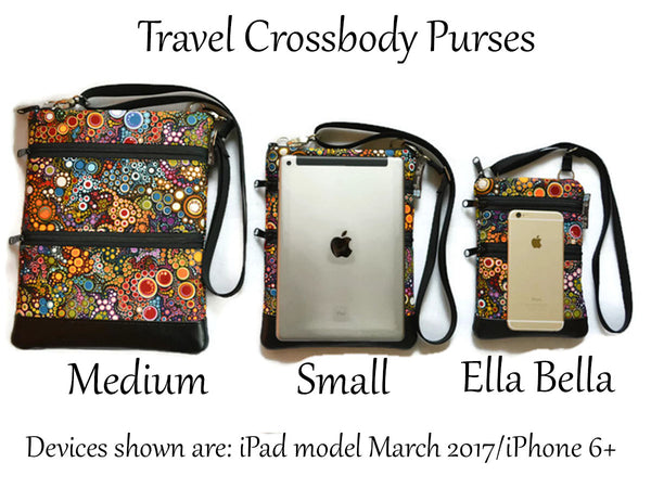 Travel Bags Crossbody Purse - Cross Body - Faux Leather - Tablet Purse -  Stary Night Fabric