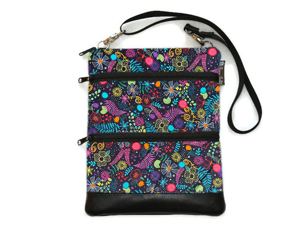ELLA BELLA (SMALLEST) Travel Bags Crossbody Purse - A1 Cross Body - Faux Leather  - Bright Colored with Black Background Fabric