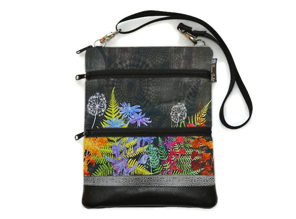MEDIUM Travel Bags Crossbody Purse - A1 Cross Body - Faux Leather - Tablet Purse - Night FernTastic