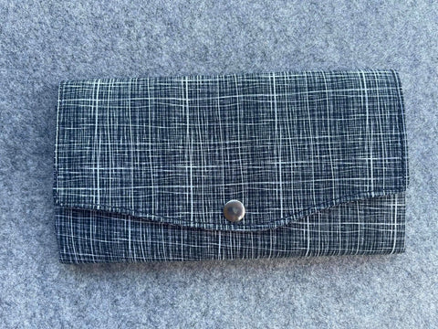 Slim Large Wallet - Light Weight -  Black and White Crosshatch