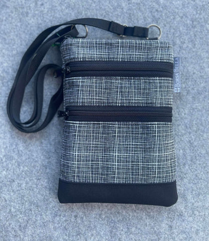 ELLA BELLA (SMALLEST) Travel Bags Crossbody Purse - Cross Body - Faux Leather  - Black and Gray Crosshatch