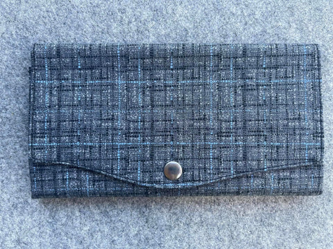 Slim Large Wallet - Light Weight -  Black and White Crosshatch