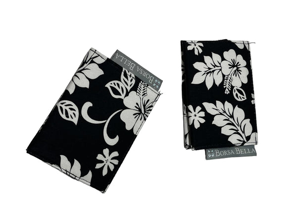 Card Holder RFID Protected - Hawaiian Fabric Black and White