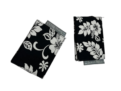 Card Holder RFID Protected - Hawaiian Fabric Black and White