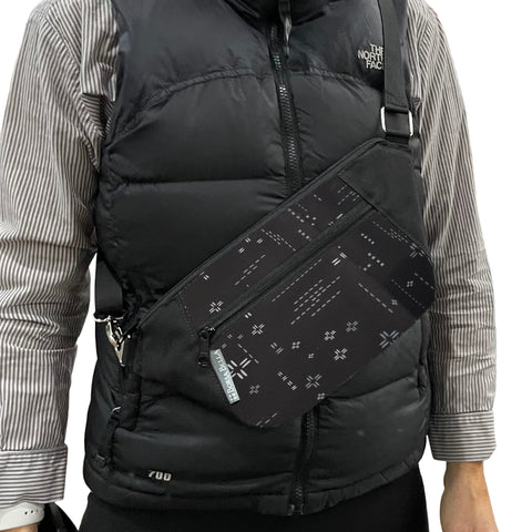 Fanny Pack or Crossbody Bag -  Black  with gray Crosshatch