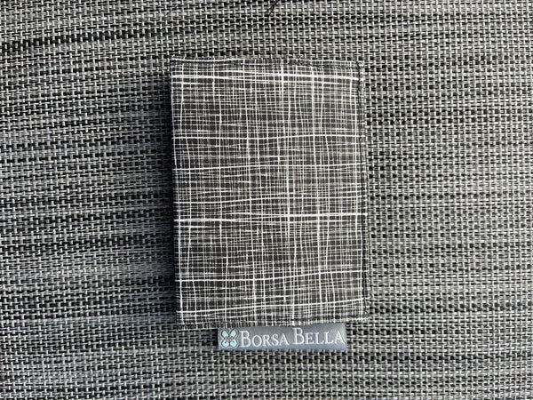 Card Holder RFID Protected -  Black and White Crosshatch Fabric