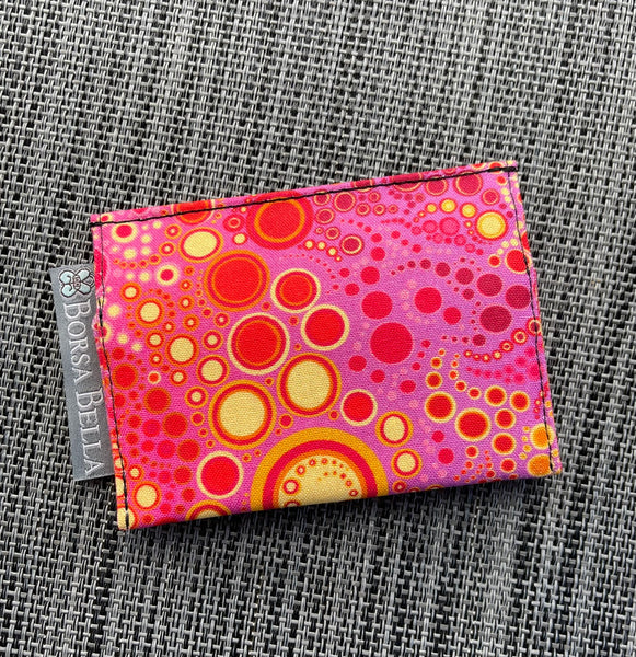Card Holder RFID Protected -  Pink Dot Fabric