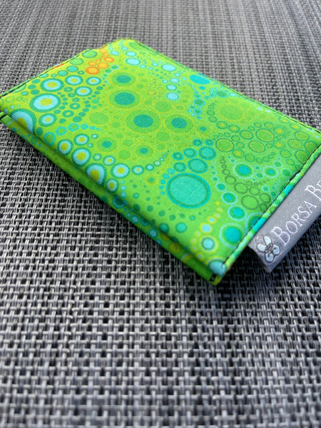 Card Holder RFID Protected -  Green Dot Fabric