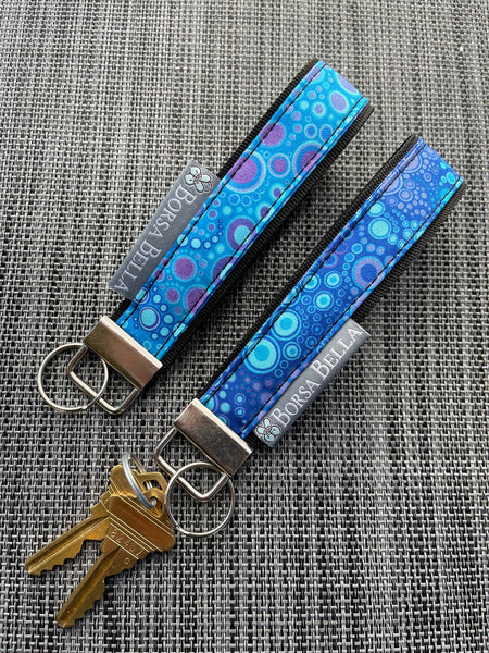 Keychain Wristlets - Blue Fabric