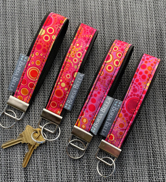 Keychain Wristlets -   Pink Dot Fabric