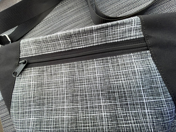 Fanny Pack or Crossbody Bag - Black Crosshatch Fabric