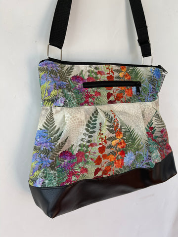 Hobo Purse Cross Body - Shoulder Bag with Faux Leather - FernTastic Fabric