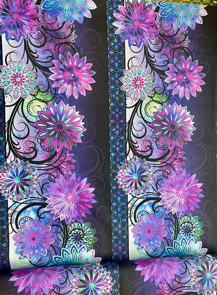 Short Zip Phone Bag - Wristlet Converts to Cross Body Purse - Purple Medallion