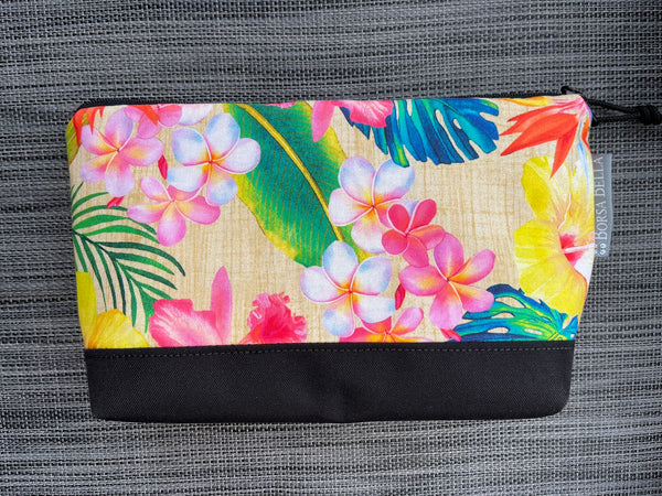 Side Kick Gusseted Zippered Pouch Hawiian Tropical Fabric