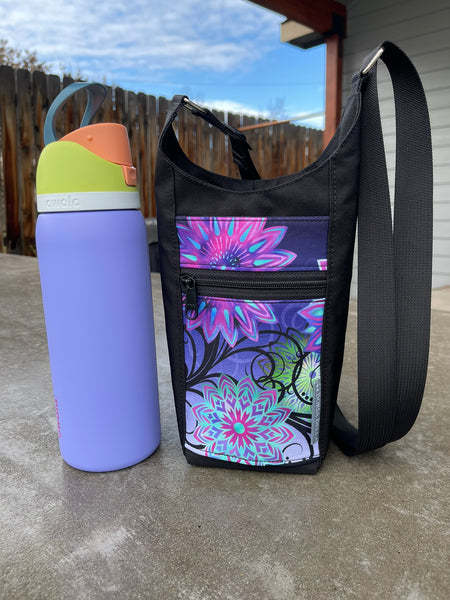 Water Bottle Crossbody Bag - Day Drinker - Purple Medallion