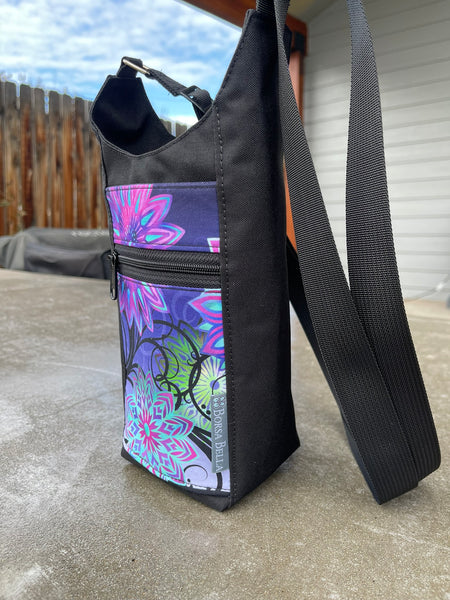 Water Bottle Crossbody Bag - Day Drinker - Purple Medallion