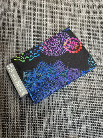 Card Holder RFID Protected - Black  Background Lace Floral