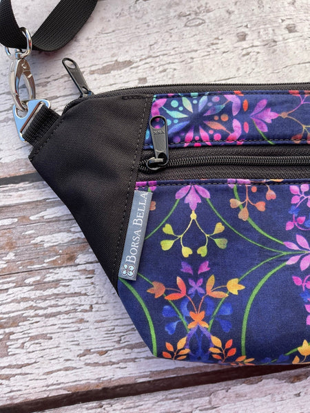 Fanny Pack or Crossbody Bag - Decoupage Black and White Fabric