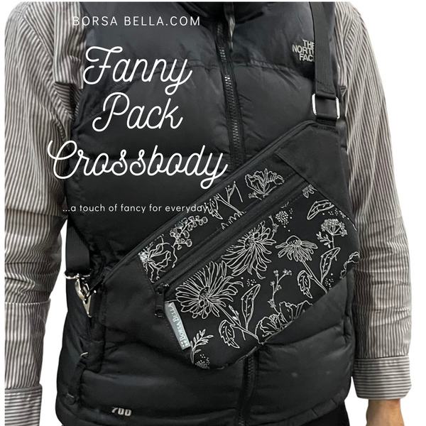 Fanny Pack or Crossbody Bag - Pink/Orange Fabric