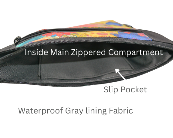 Fanny Pack or Crossbody Bag -  Black Canvas Waterproof Fabric