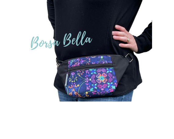 Fanny Pack or Crossbody Bag - Decoupage Black and White Fabric