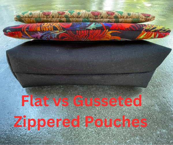 Side Kick Gusseted Zippered Pouch Gray Floral Fabric
