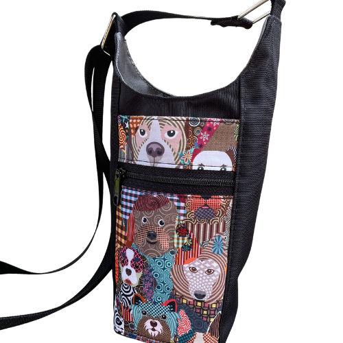 Water Bottle Crossbody Bag - Day Drinker - Dog Fabric