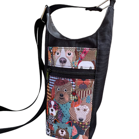 Water Bottle Crossbody Bag - Day Drinker - Dog Fabric