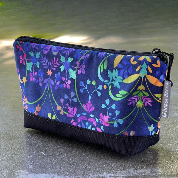 Side Kick Gusseted Zippered Pouch Blue Violet Fabric