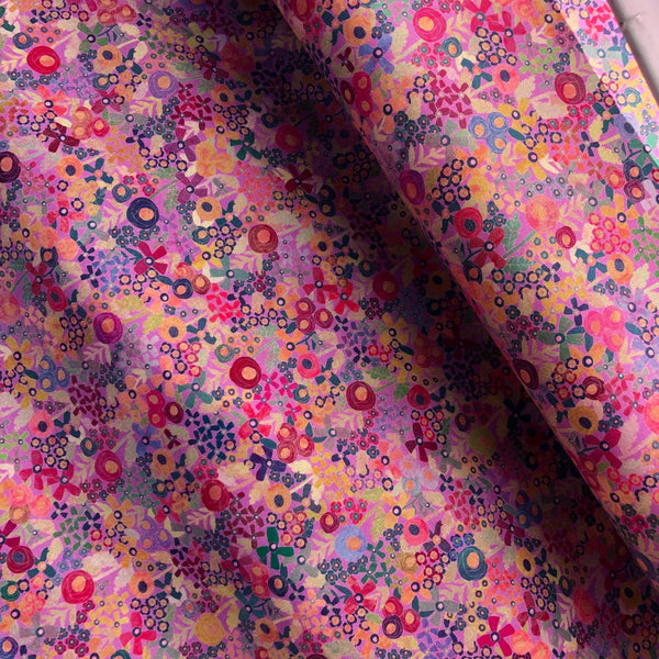 LARGE Catch All Zippered Pouch - A1 - Tiny Pink Flowers Fabric