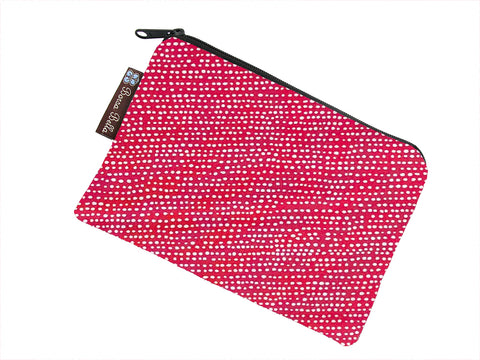 Clearance Catch All Zippered Pouch - Red and White Fabric