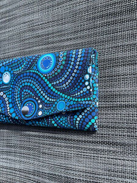 Wallet - Slim Large Wallet - Light Weight - Blue Kraken Fabric