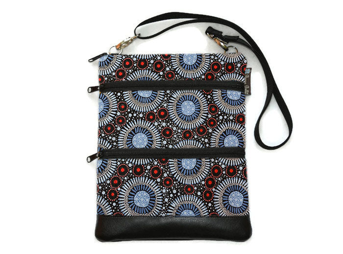 Travel Bags Crossbody Purse - Cross Body - Faux Leather - Tablet Purse -  Sand Dollar Fabric