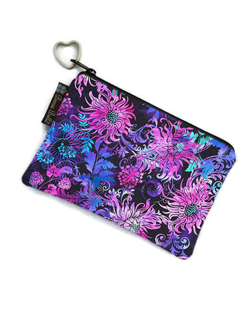 Catch All Zippered Pouch - Floragraphics Purple Fabric