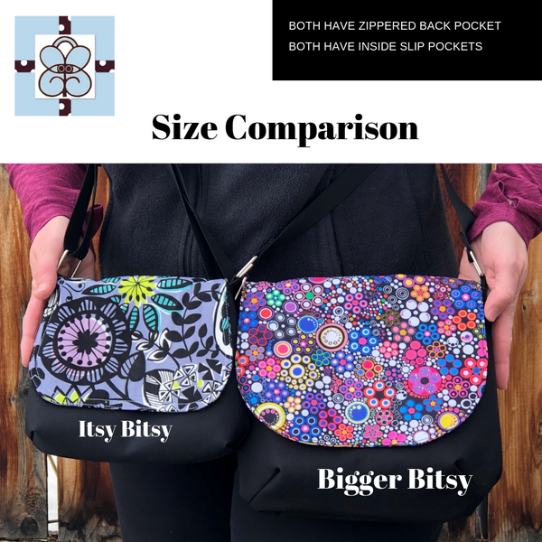Itsy Bitsy/Bigger Bitsy Messenger Purse - Floragraphics Purple Fabric
