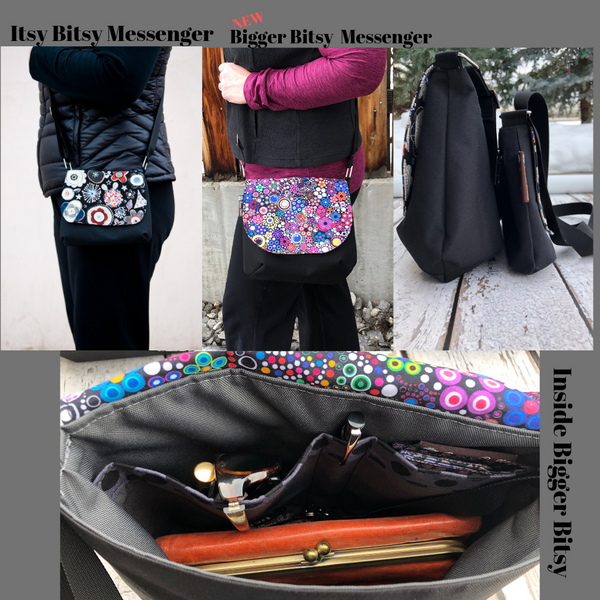 Bigger Bitsy Messenger Purse - Mandala Pink Fabric