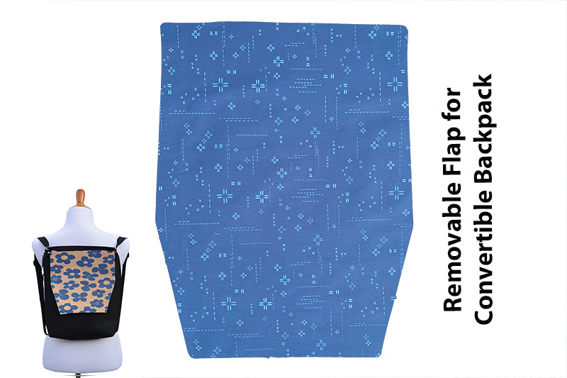 Convertible Backpack Flaps -   Bright Blue Crosshatch Fabric