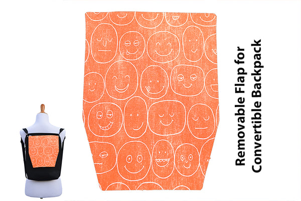 Convertible Backpack Flaps - Orange Expression Canvas Fabric