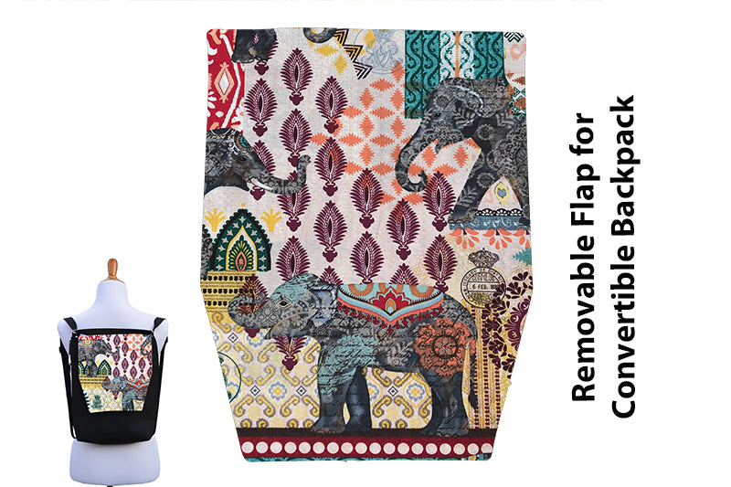 Convertible Backpack Flaps - Indie Elephants Fabric