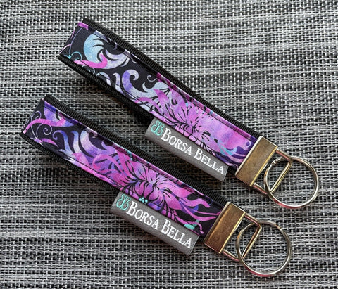 Keychain Wristlets - Floragraphix Purple Fabric