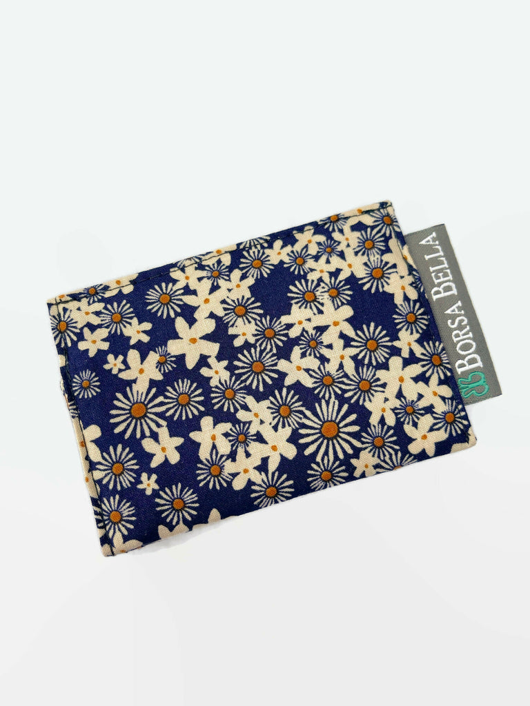 Card Holder RFID Protected - Navy Daisy Chain Fabric