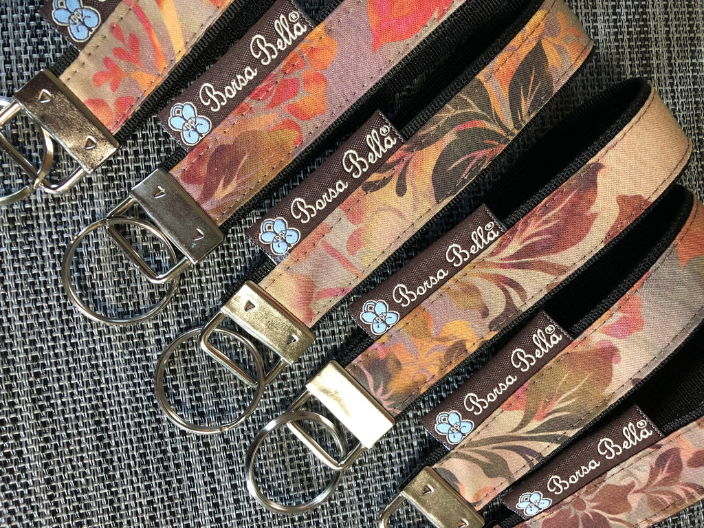 Keychain Wristlets -   New Colorful Brown Fabric