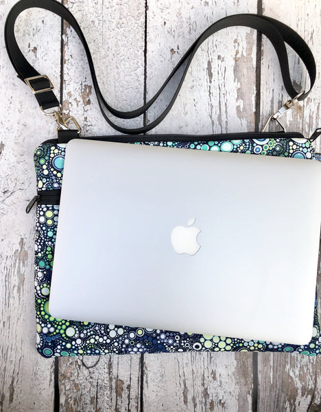 Laptop Bags - Shoulder or Cross Body - Adjustable Nylon Straps - Geometic Fabric