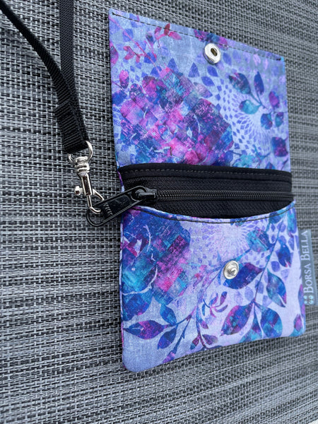 Small Slim Wallet - Light Weight - Added RFID Fabric - Purple Haze Fabric