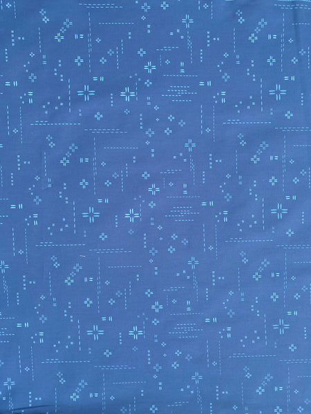 Large Messenger Bag - Bright Blue Crosshatch Fabric