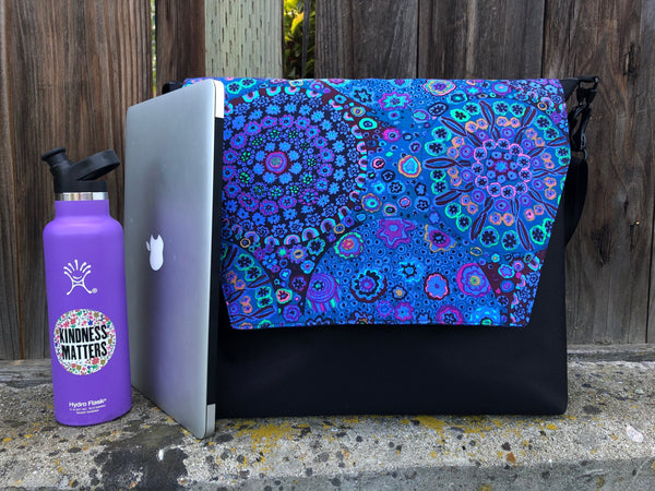 Large Messenger Bag - Floragraix Purple Fabric