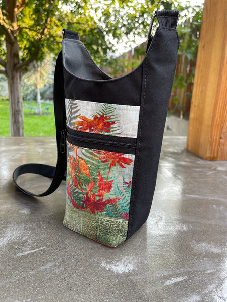 Water Bottle Crossbody Bag - Day Drinker - FernTastic Fabric Pocket