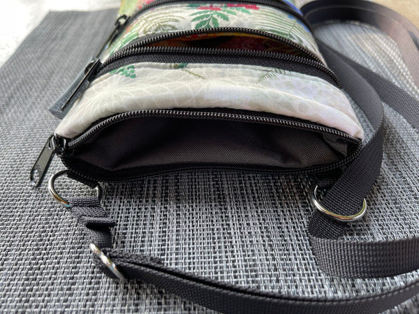 Travel Bags Crossbody Purse - Cross Body - Faux Leather - Tablet Purse - Purple Crosshatch  Fabric