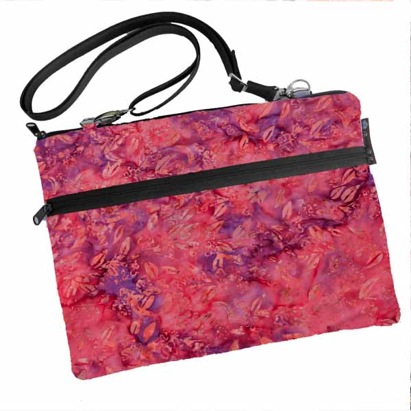 Laptop Bags - Shoulder or Cross Body - Adjustable Nylon Straps - Purple and PInk Batik Fabric